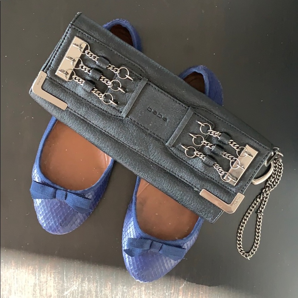 Bundle! Bebe clutch and Zara flats!